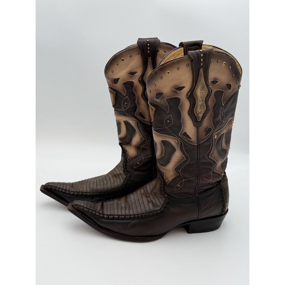 Rare Find! King Exotic Men's GENUINE Teju Lizard WESTERN COWBOY BOOT Sz 10 EE